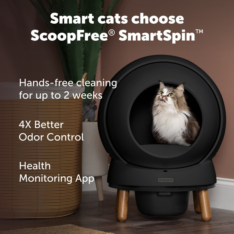  Scoopfree Smartspin Self-cleaning Litter Box, Black