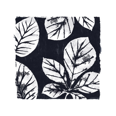 Inky Leaf Cutouts Navy - Wrapped Canvas Painting