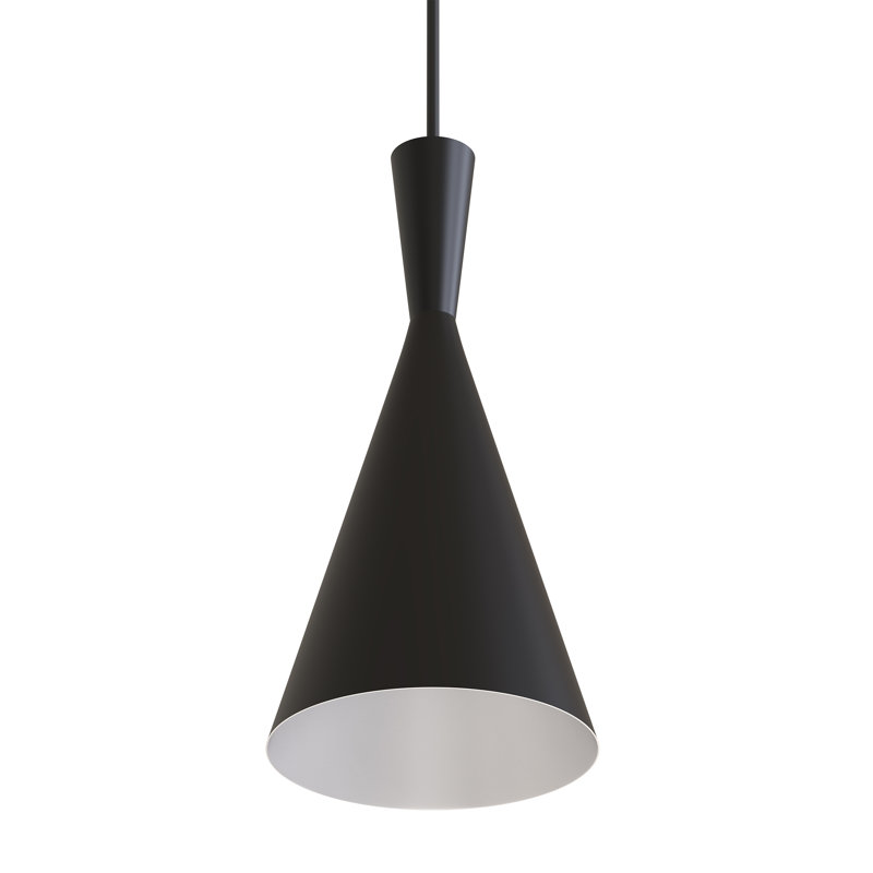 1-Light Pendant with Matte Black Shade, Mid-Century Modern Style