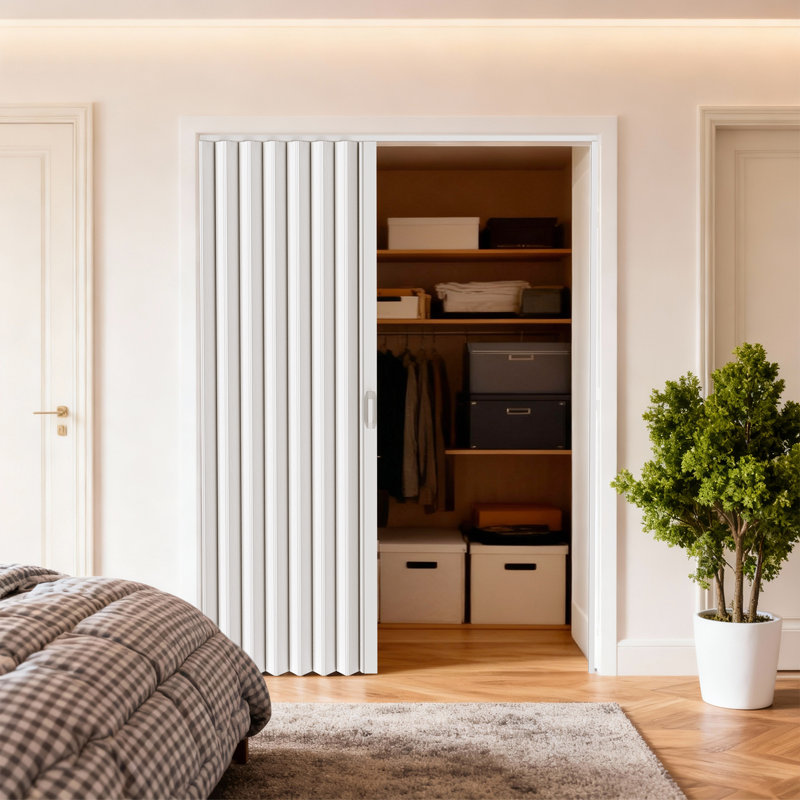 Porte pliante accordéon, 48 po x 80 po, blanc