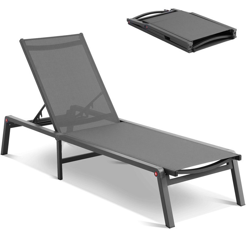 Chaise Lounge Chair Outdoor Patio Lounge Chair With Adjustable 5-Position
