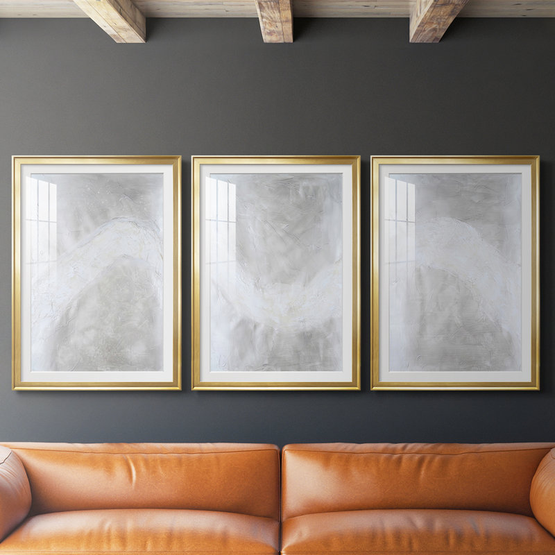 Snowdrift I  -Custom Framed  Premium Print W Matt - 3 Pieces, H 21 po x l 30 po, Doré