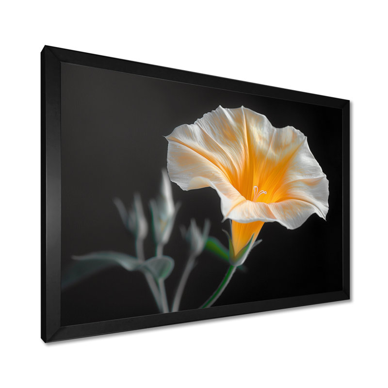 «White Yellow Whimsical Wonders Morning Glory - Morning Glory», reproduction d'art murale, Cadre flottant blanc