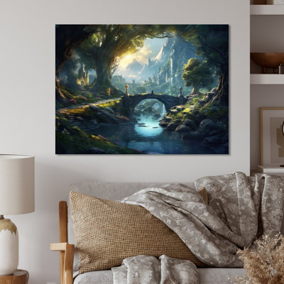 Green Blue Calming Waterfall - Lakes & Rivers Print on Metal