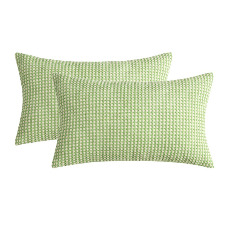 Houndstooth Cotton Blend Pillow Cover, Light Green, Without Inserts
