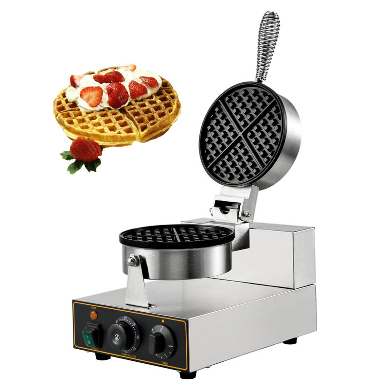 VEVOR 7.1 in. Circle Round Non Stick Rotating Double Standard Waffle Maker Waffle Maker