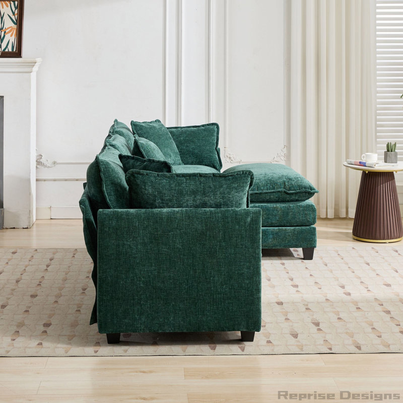 Causeuse Cloud avec coussin double couche et chenille respirante, 76.7, Green Chenille
