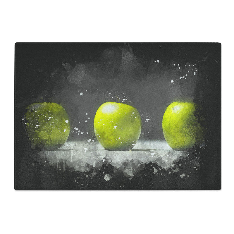 Row of Apples Paint Splash Chopping Board, 20cm W x 28.5cm L
