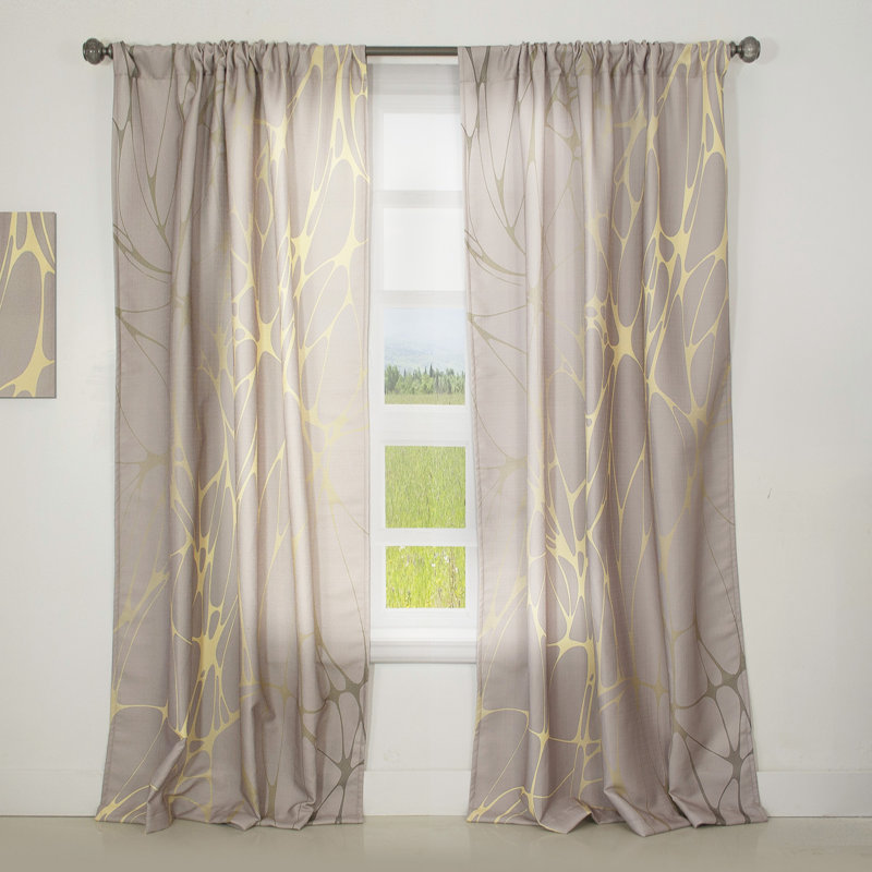 Panneau de rideau simple isolant semi-diaphane avec passe-tringle Mid-Century, l 52 po x L 63 po