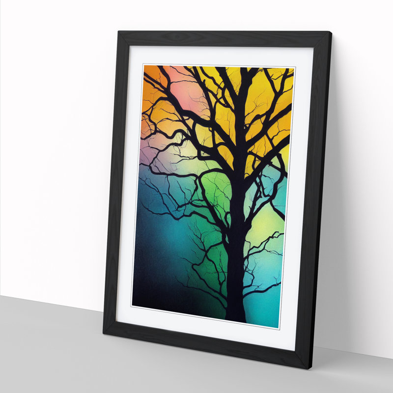 FRM-V0523-37X Abstract Tree Vol.8 - Single Picture Frame Print, 64cm H x 46cm W x 2cm D, Black Framed