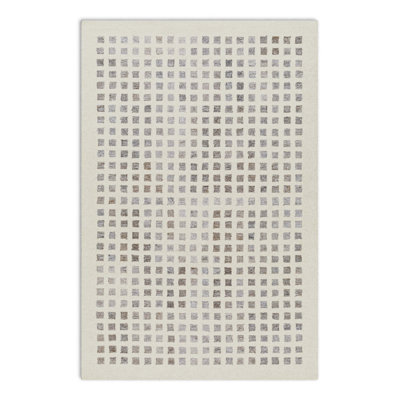 Sigrid Geometric Hand Tufted Area Rug in Light Gray/Cream