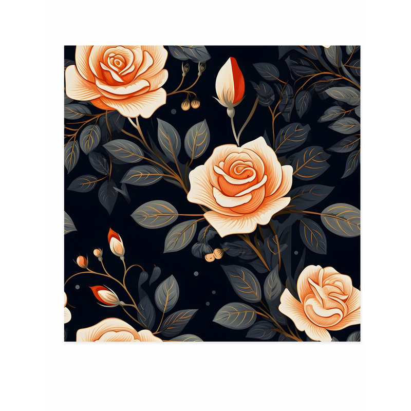 «Floral Rose Flowers VII», reproduction d'art non encadrée, H 16 po x l 16 po
