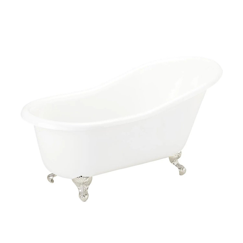 57" Erica Cast Iron Clawfoot Soaking Tub, Polished Nickel
