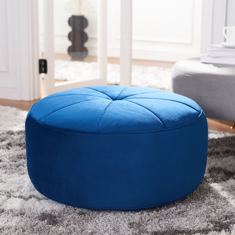 Repose-pieds capitonné en velours de 28,3 po de largeur, Velours bleu marine
