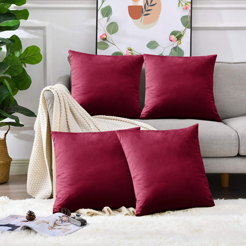 Eva-Sophia Square Scatter Cushion, Red Burgundy