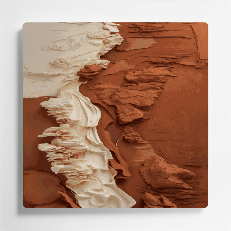 Paysage abstrait 2, art mural en métal brun, H 12 po x l 12 po