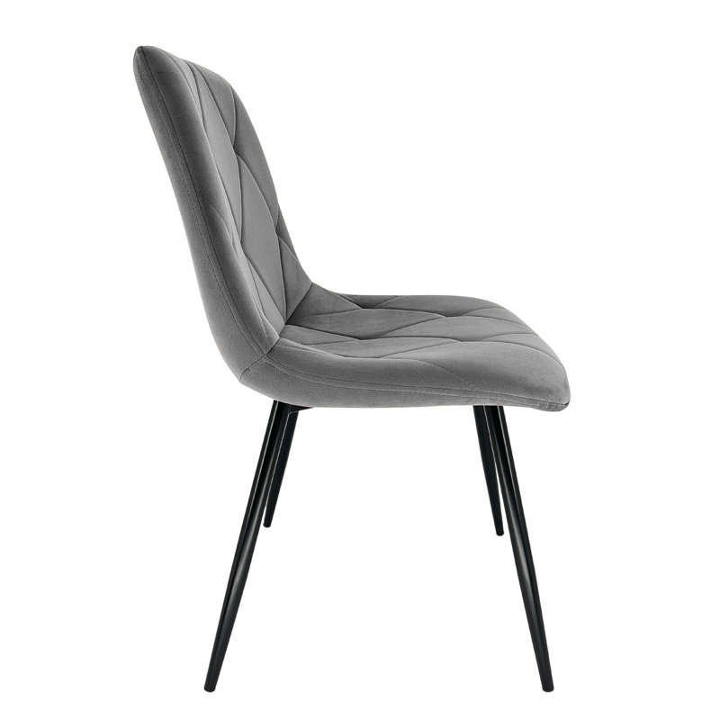 Fishersville 47cm H Tufted Velvet Upholstered Upholstered Back Side Chair in Grey
