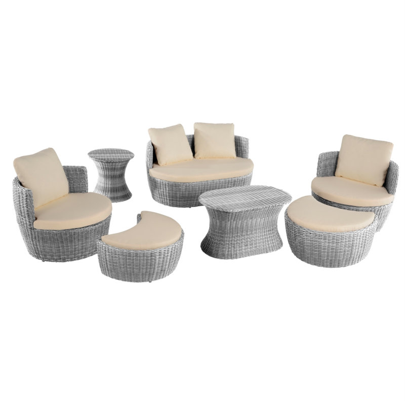 Riarna 4 - Person Patio Conversation Set with Cushions, Beige, Gray