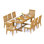 Ensemble de salle à manger 9 pièces en bois de teck de qualité A: table de chevet rectangulaire à double tréteaux et chaises Caranas de 94 po # 11Ca2102