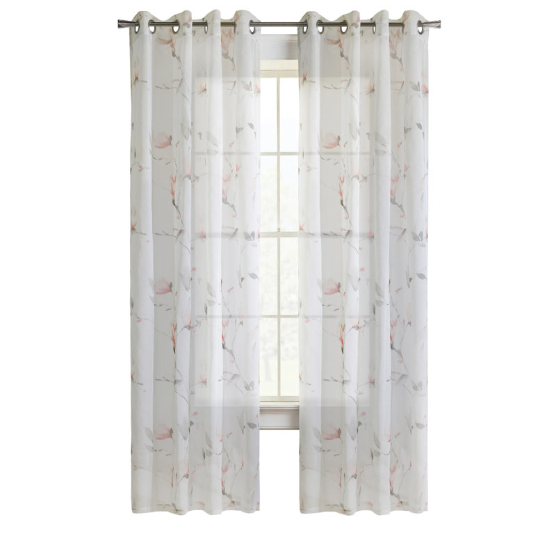 Jeffren Sheer Curtain Single Panel, 52'' W x 63'' L, Red