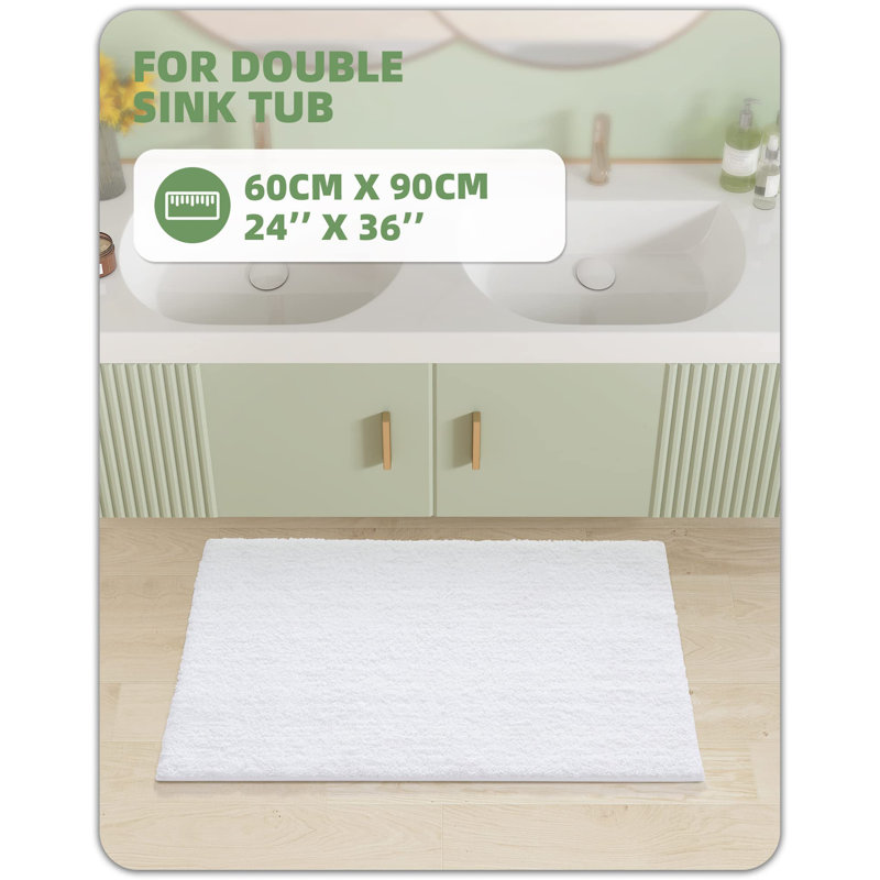 Tapis pour salle de bain Flett, Blanc, L 24 po x L 36 po