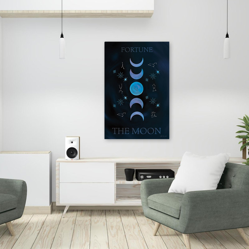 Mystique Fortune II - art céleste mystique noir et bleu, H 36 po x l 24 po