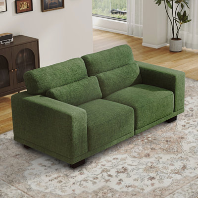 Modern Sofa With Removable Washable Linen Fabric Cover, Upholstered Couch With Deep Seats And Wide Armrests For Living Room