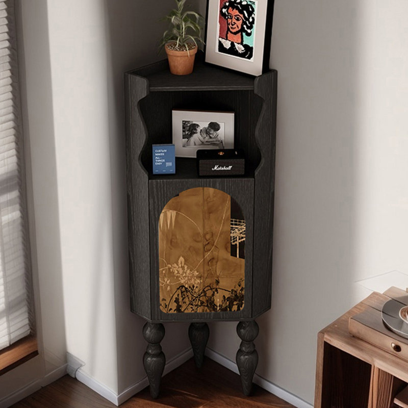 French style multi-functional corner bookcase, Black
