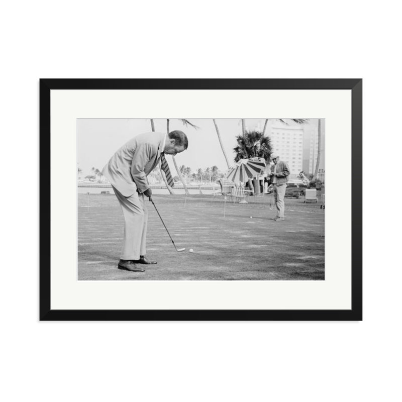 Frank Sinatra Golfing, 23" H x 31" W, Black