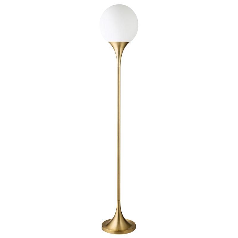 Calan Mahdi Torchiere Floor Lamp with Glass Shade, Gold