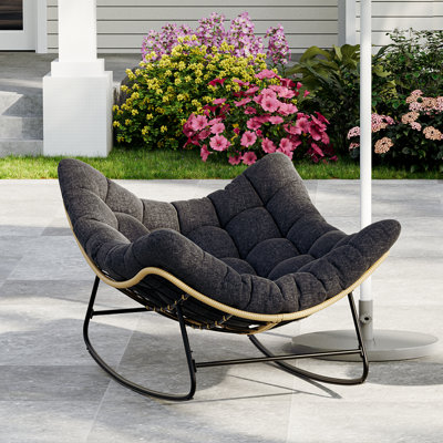 Patio Steel Egg-shaped Rocking Chair With Cushion by Bay Isle Home