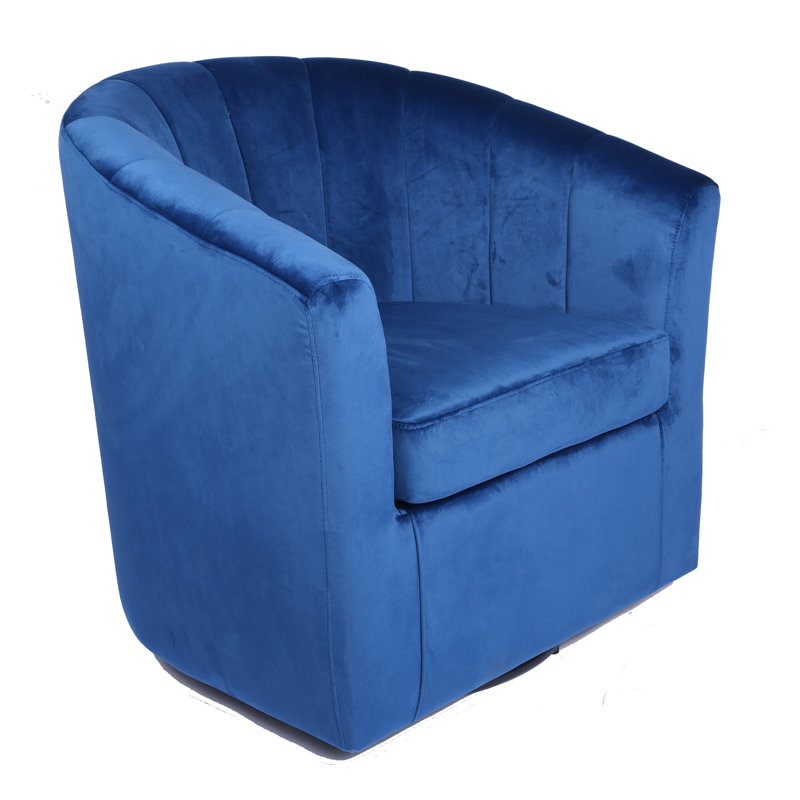 Velvet Swivel Barrel Chair, Blue