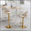 Chaise de bar en velours blanc cassé, plaquée or pur, conception unique, rotation à 360 degrés, hauteur réglable, convient aux salles à manger et aux bars, ensemble de 2
