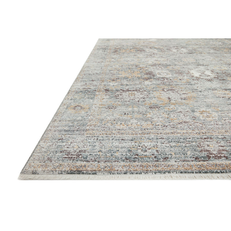 Teal & Gold Oriental Square Synthetic Rug, 1'6"x1'6"