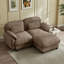 Canapé d'angle en chenille avec pouf amovible-669412280