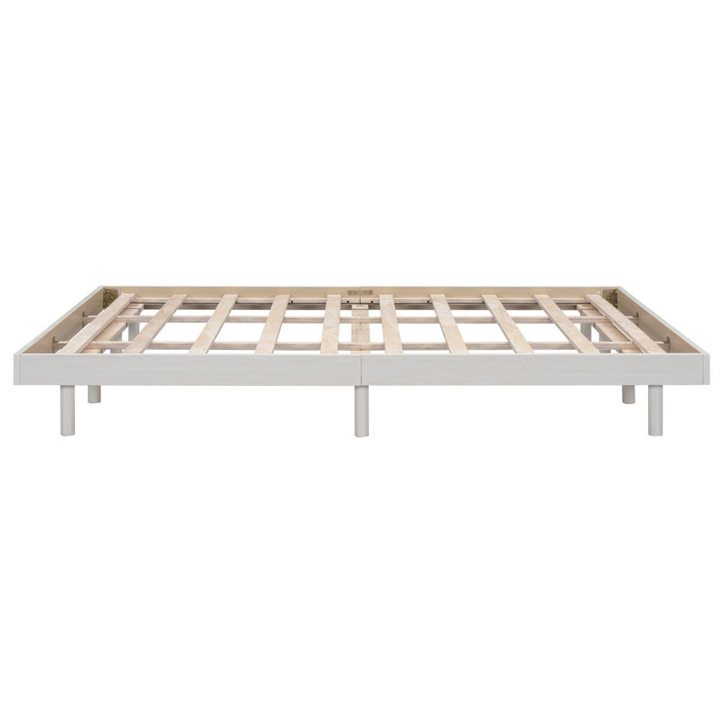 Base de lit plateforme moderne flottante, Gris, Grand lit