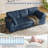 80"W Corduroy Sofa with Cup Holders, Storage Pockets and USB Ports  - Blue Couch-614596333