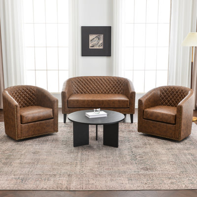 Boney 3- Piece Faux Leather Living Room Set