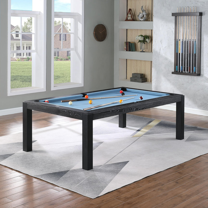 Table de billard Ashmont, 8 pi, Noir rétro, Bleu poudre