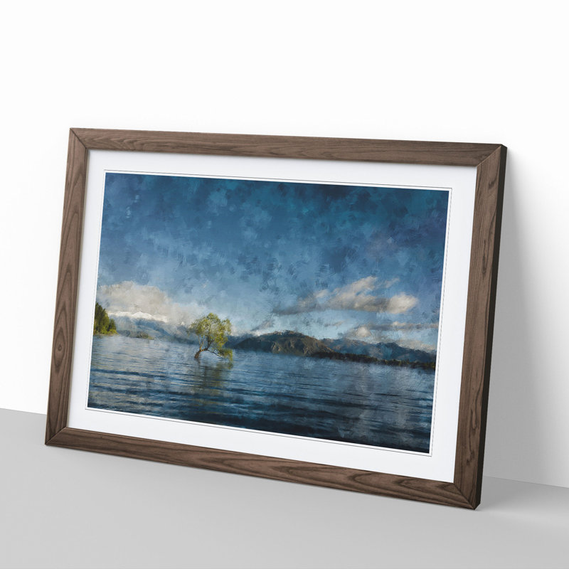 Tree in a Lake - Picture Frame Graphic Art, Walnut, 27cm H x 36cm W x 2cm D