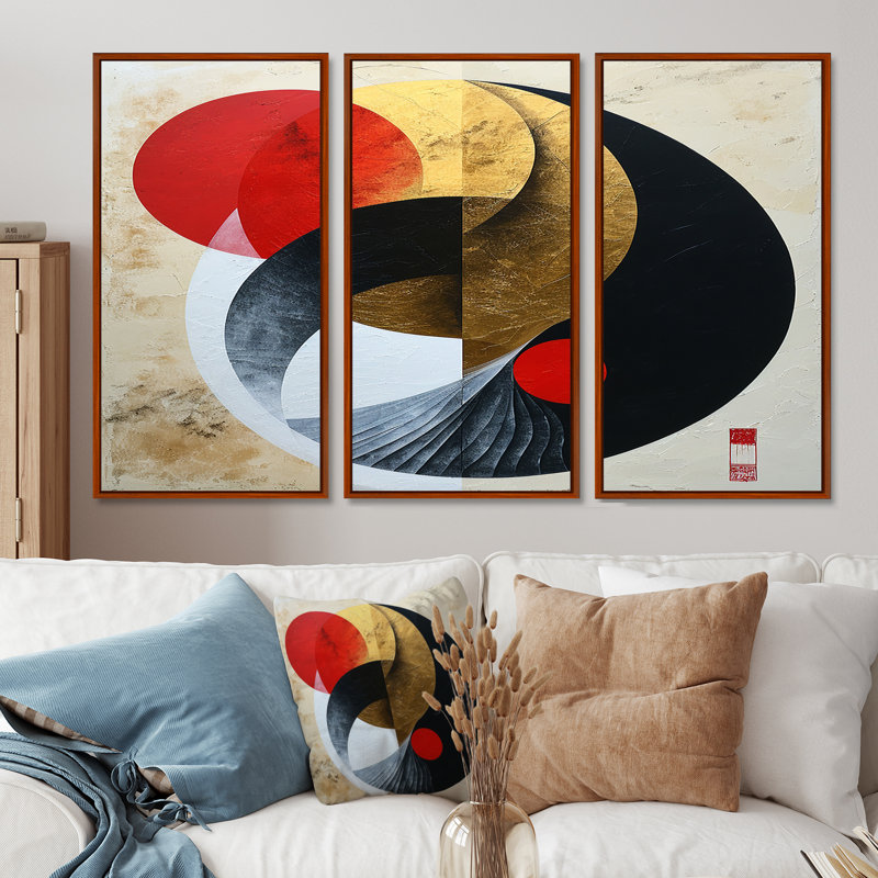 Ensemble d'art mural Ying Yang, Cadre flottant brun, H 40 po x l 60 po x P 1 po