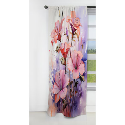 Karlie - Rideau coquelicots - Rideau floral occultant en velours - 1 panneau