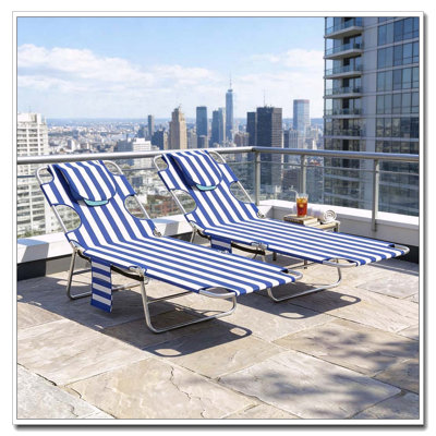 Garden Folding Lounge Chairs Set of 2