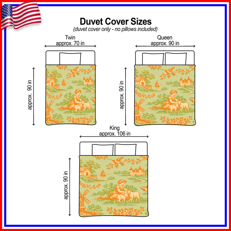 Pastoral Toile Pattern Duvet Covers, Queen