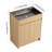 28" Oak Laundry Utility Cabinet with Stainless Steel Sink