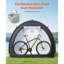 Ventilateur de tente de rangement pour vélo d'extérieur - en forme imperméable pour 4 à 5 vélos avec double revêtement, tissu enduit argent 210D, conception arquée, structure en fibre de verre renforcée, stabilisation triangulaire en plusieurs points