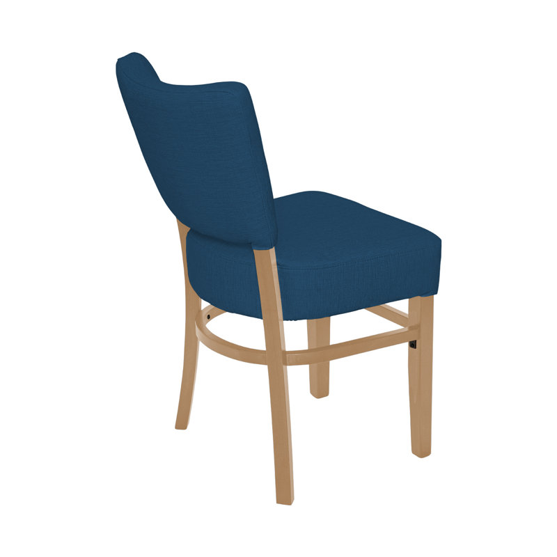Chaise de restaurant rembourrée Madison, Marine, Bois naturel