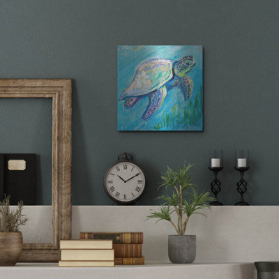 Bayou Breeze «Sea Turtle Swim Light» par Jeanette Vertentes, art mural en métal