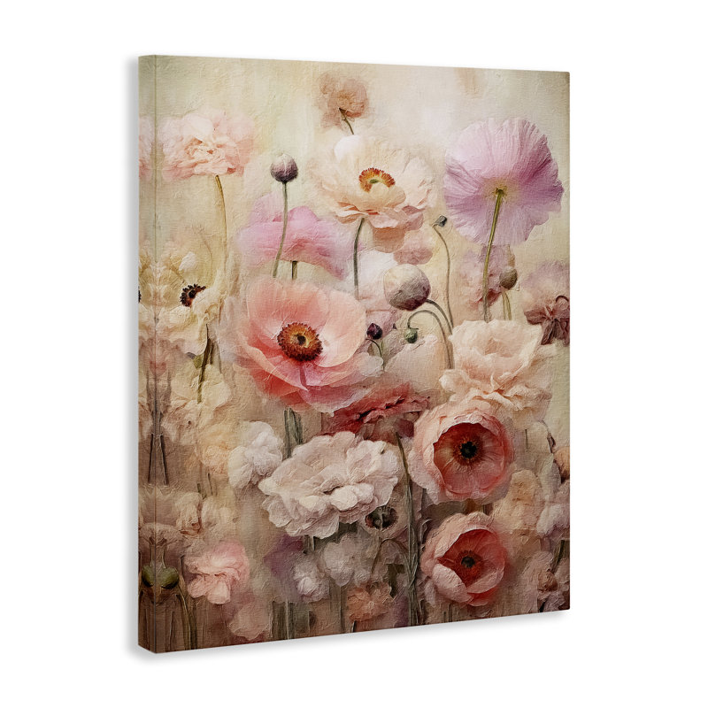 «Pink Flower Garden», art mural sur toile par RileyB, H 40 po x l 30 po