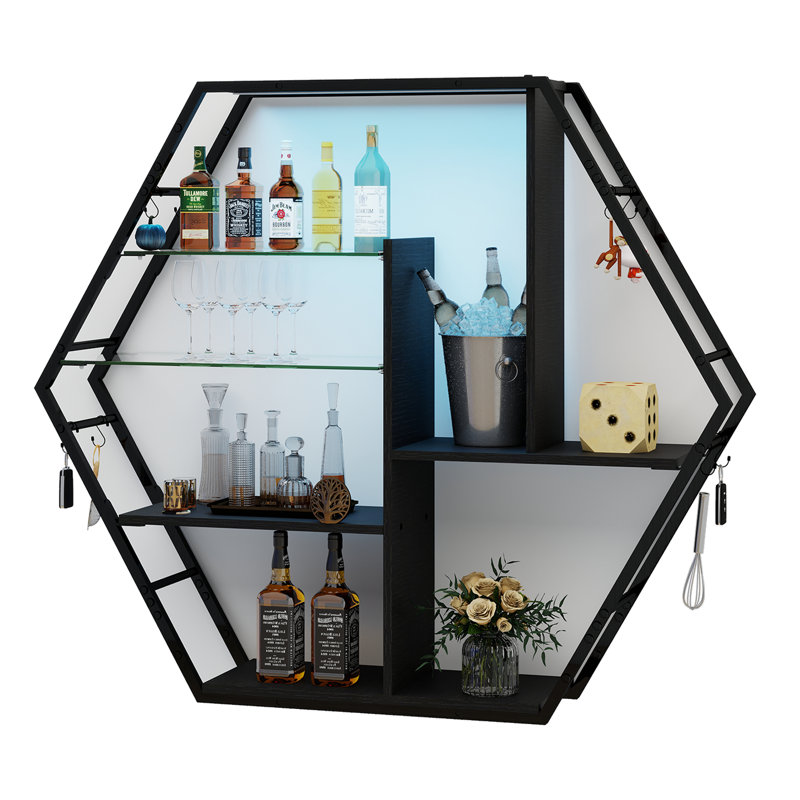 Demiterus 87cm H x 100cm W Iron Floating Bookcase, Wall Mounted Storage Rack, Display Cabinet